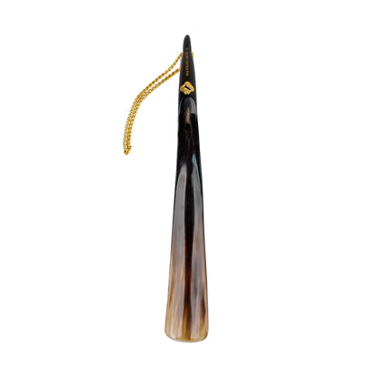 Artisan Horn Shoehorn - Handcrafted Natural Dark Color, Long Handled Gift Box