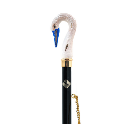 24K Gold-Plated Shoehorn - Hand-Painted Swan Handle, Long Italian Design