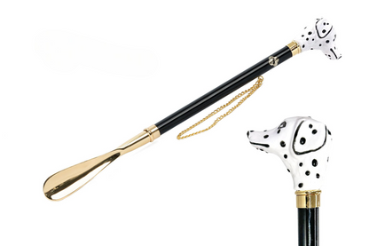 Luxury Shoehorn - Hand-Painted Dalmatian Handle | 24K Gold Plated Brass