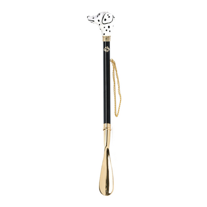 Luxury Shoehorn - Hand-Painted Dalmatian Handle | 24K Gold Plated Brass