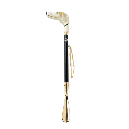 Gold Plated Shoehorn – Handcrafted Italian Luxury with Enamel Greyhound Handle