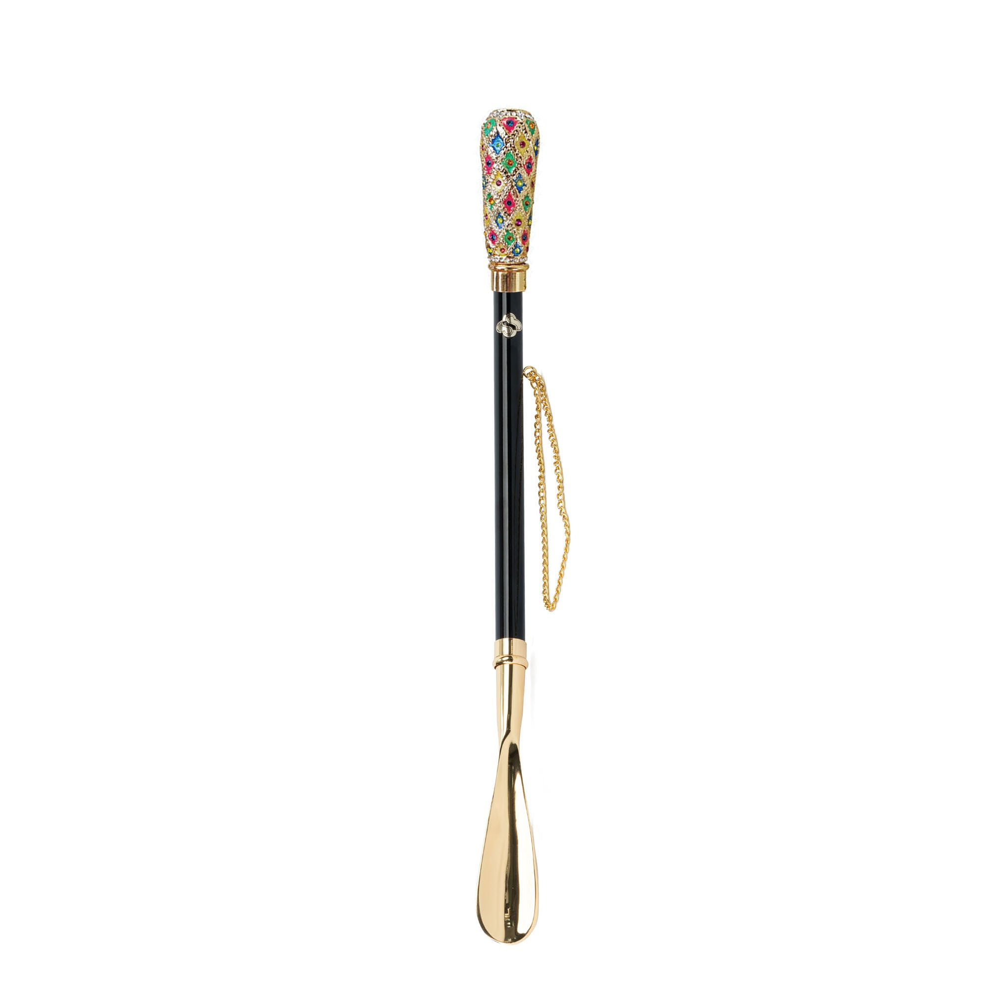 24K Gold-Plated Shoehorn – Long Handled Italian Made with Hand-Painted Handle