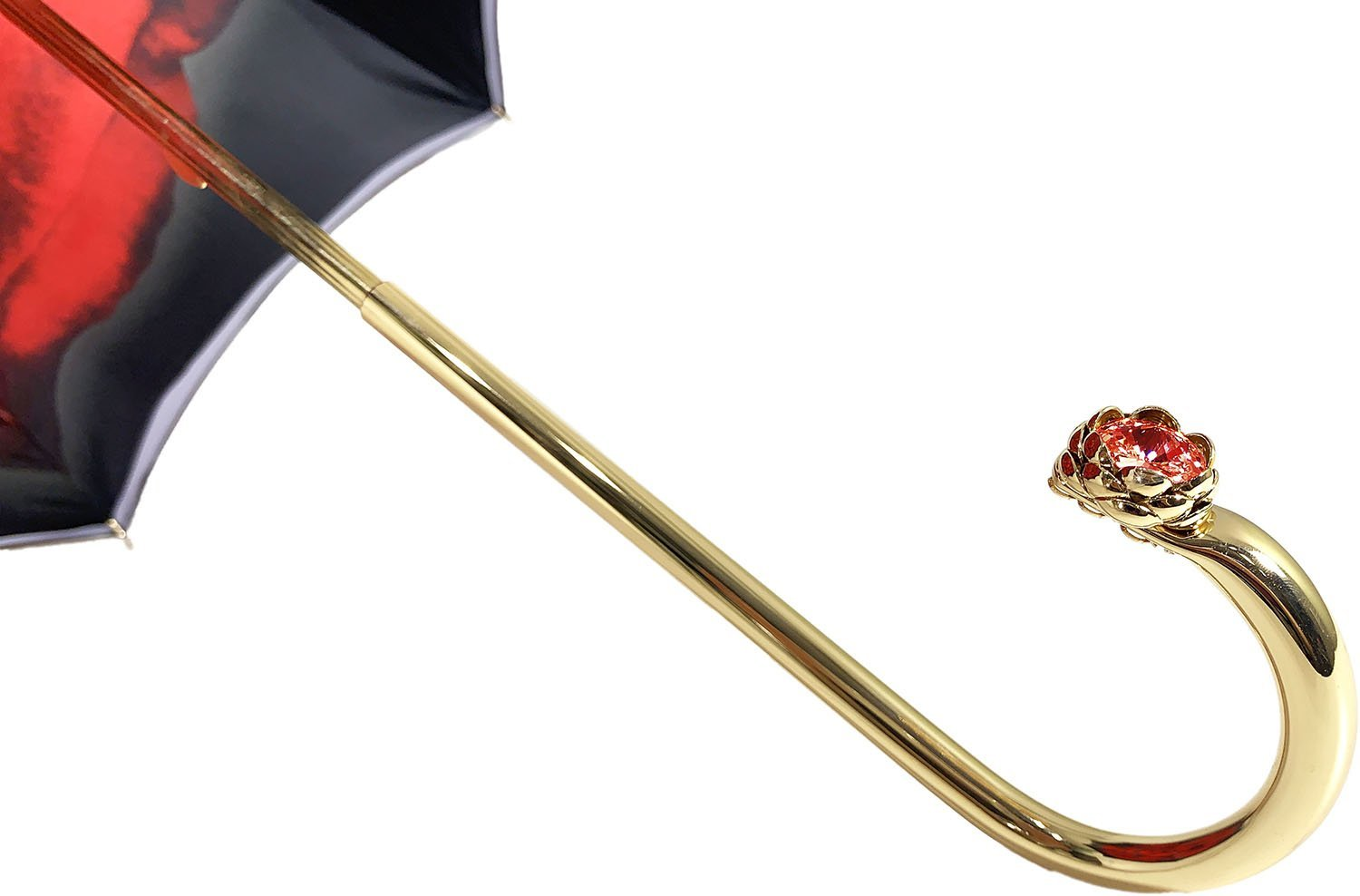 Red Double Canopy Umbrella – Handmade Women's Rain Umbrella with Rose Pattern