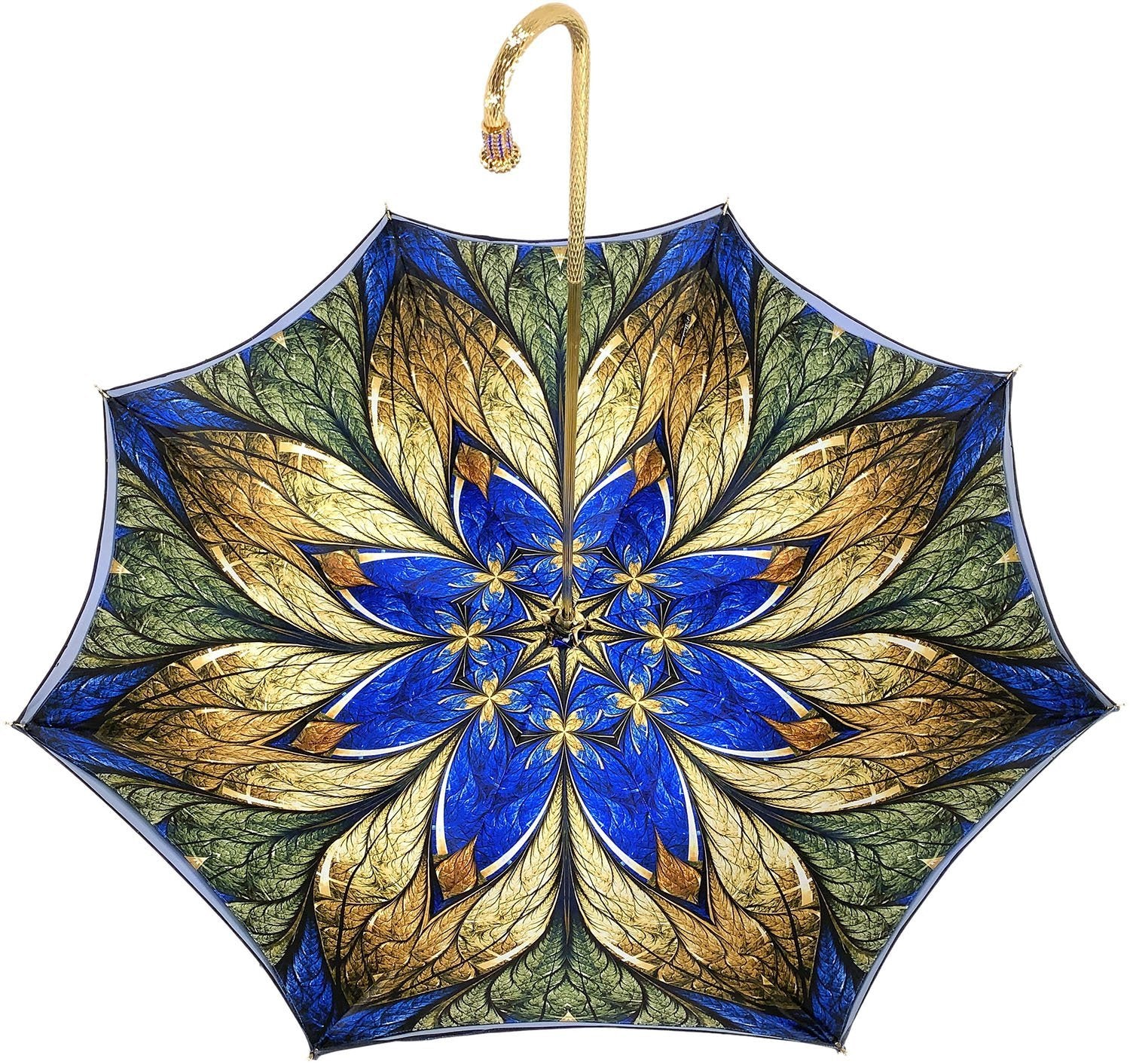 Luxurious Blue Umbrella – Double Canopy Handmade Italian Umbrella With Swarovski Handle