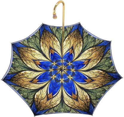Luxurious Blue Umbrella – Double Canopy Handmade Italian Umbrella With Swarovski Handle
