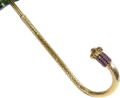 Luxurious Blue Umbrella – Double Canopy Handmade Italian Umbrella With Swarovski Handle
