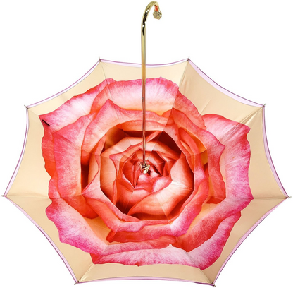Pink Umbrella - Elegant Handmade Rain Umbrella with Rose Pattern & UV Protection