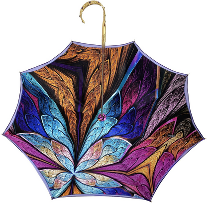 Luxury Purple Umbrella – Double Canopy Handmade Italian Rain Umbrella With Gold-Plated Handle