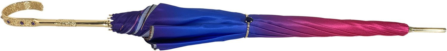 Luxury Purple Umbrella – Double Canopy Handmade Italian Rain Umbrella With Gold-Plated Handle