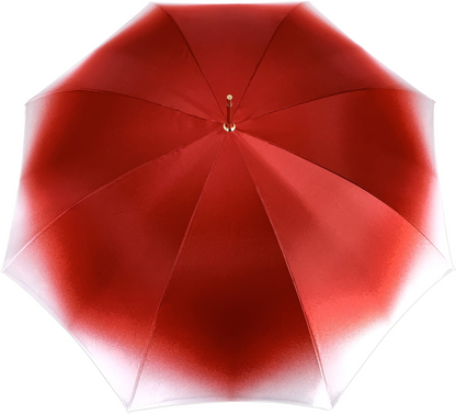 Designer Red Umbrella – Handmade Italian Luxury Satin With 24K Gold Handle