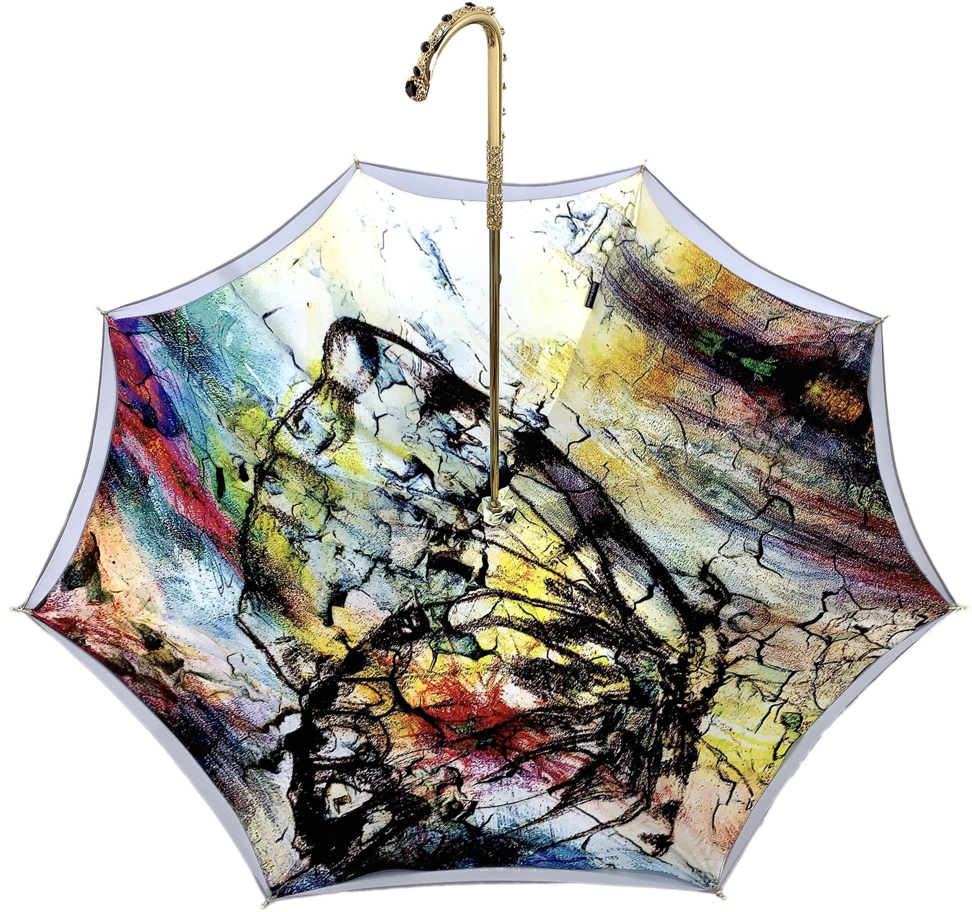 Handmade Butterfly Umbrella – Italian Luxury Umbrella with Swarovski Crystal Handle