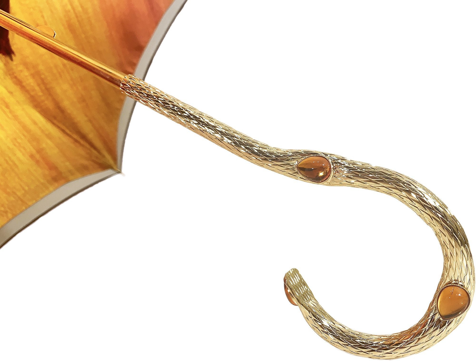 Handmade Luxury Umbrella – Herons In Flight Design | Elegant Orange Black Gradient