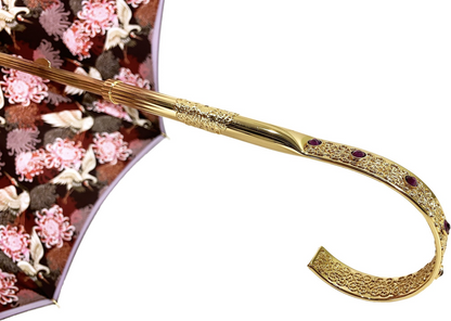 Double Cloth Umbrella – Handmade Italian Rain Gear with Swarovski Crystals & 24K Gold