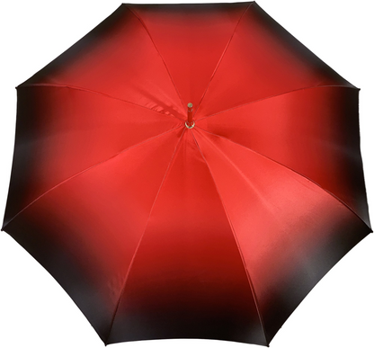Luxury Ladies Umbrella – Handcrafted Double Canopy Red Gradient with Swarovski Crystal Handle