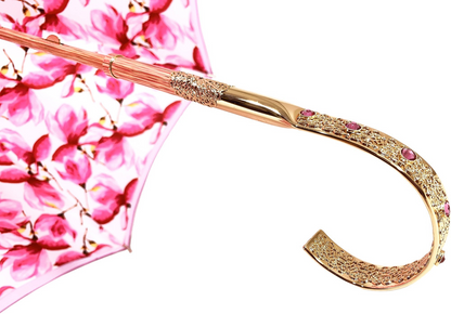 Double Canopy Umbrella – Fuchsia Pink Floral Interior Design, UV Protection