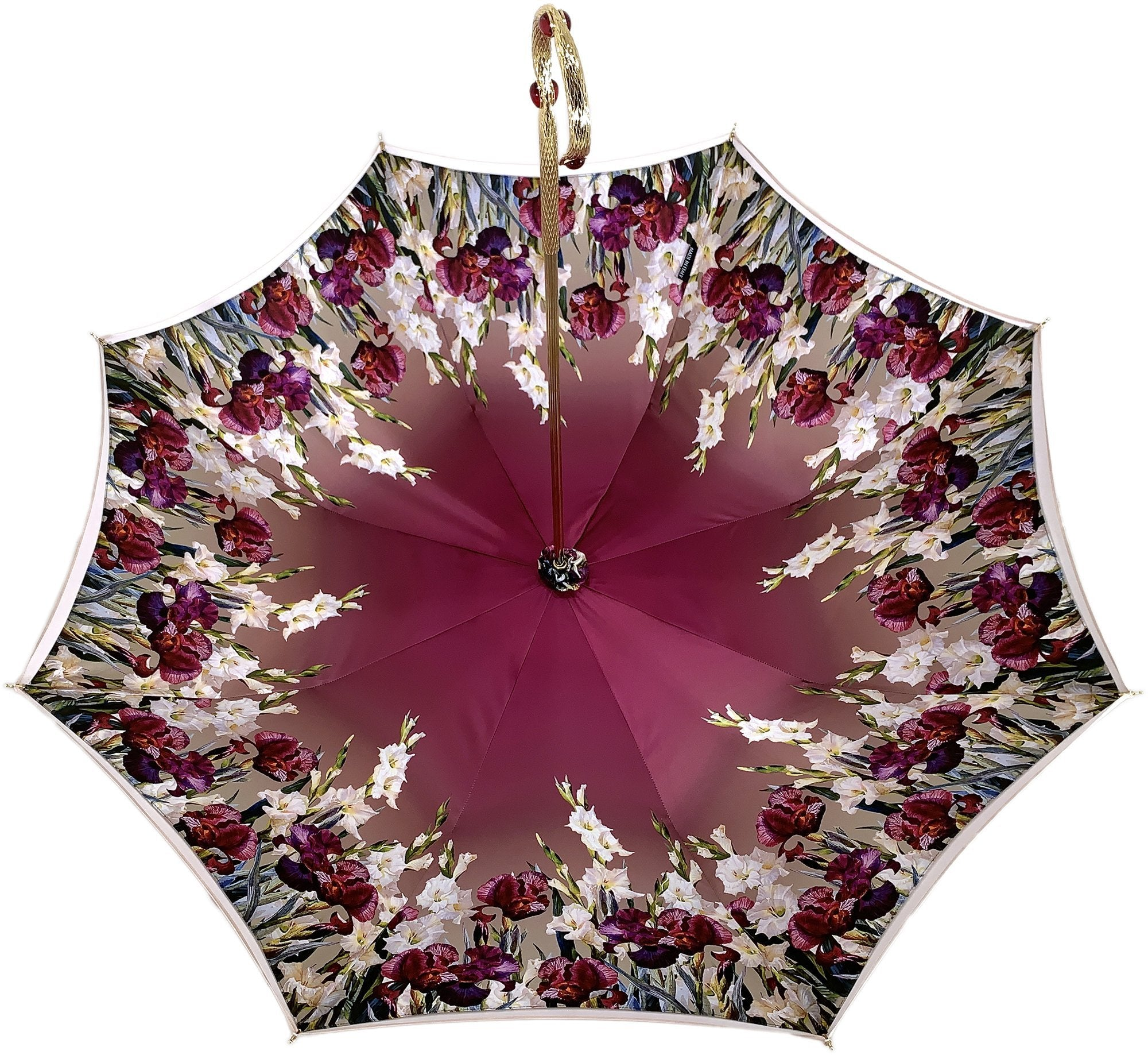 Luxury Poppies Umbrella – Handmade Italian Double Canopy With Gold Plated Handle