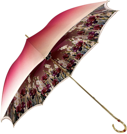 Luxury Poppies Umbrella – Handmade Italian Double Canopy With Gold Plated Handle