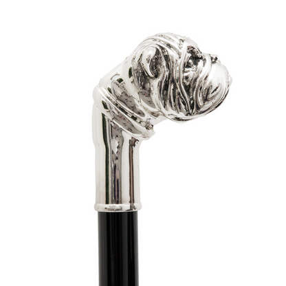 Silver Bulldog Umbrella – Handmade Italian Metal Handle Rain Protection Canopy
