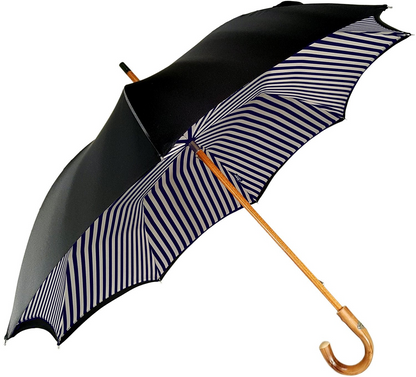 Double Canopy Umbrella – Elegant Men’s Rain Gear with Blue Striped Interior