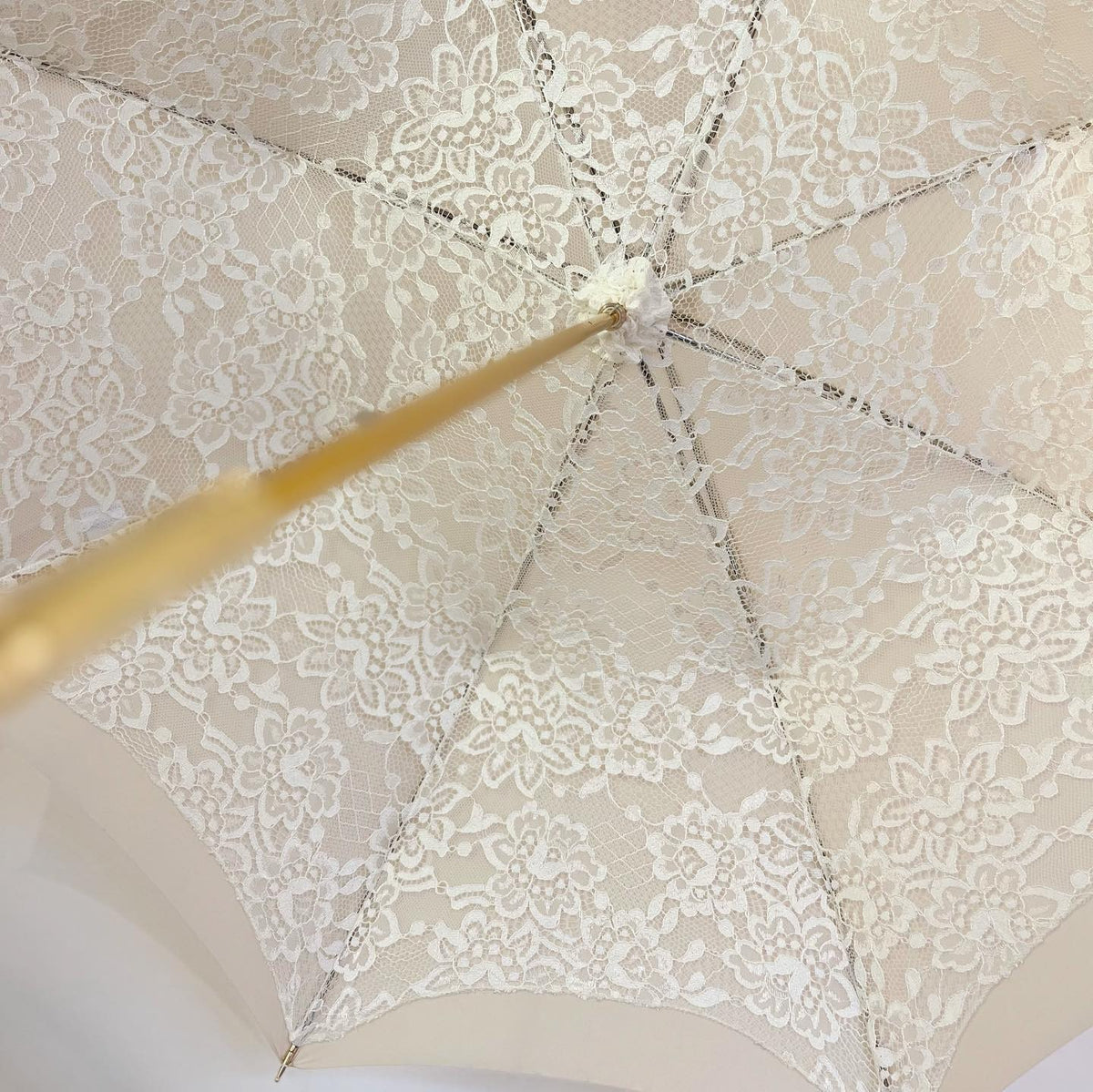 Luxury white wedding umbrella with satin and lace canopy