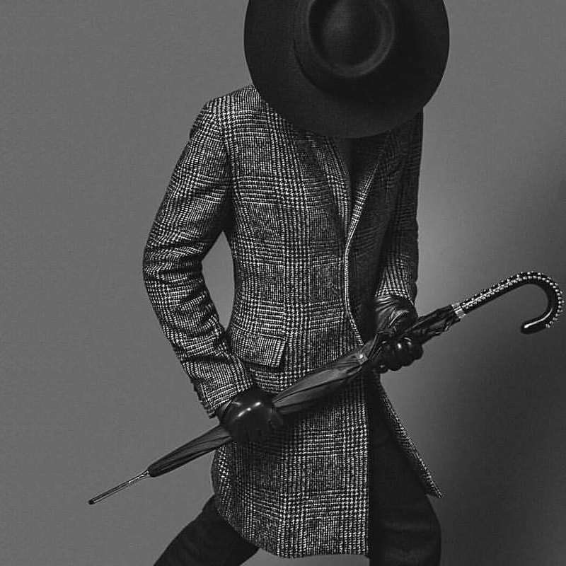 Black Studded Umbrella – Automatic Opening, Handmade Italian Leather Handle