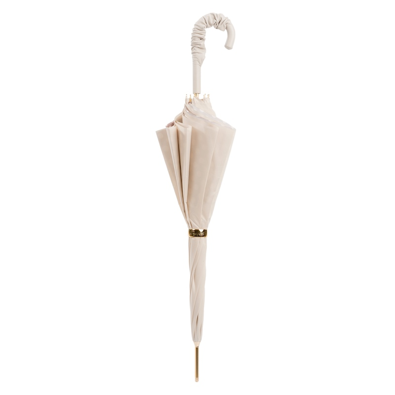 Ivory Leather Umbrella – Manual Opening, Double Cloth Canopy, Italian Handmade