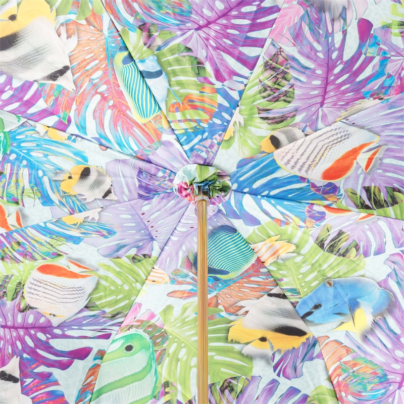 Double Cloth Umbrella - Handmade Italian Rain Umbrella with Enameled Brass Handle