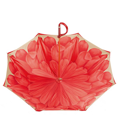 Luxury Red Umbrella – Handmade Italian Double Cloth Canopy With Acetate Handle
