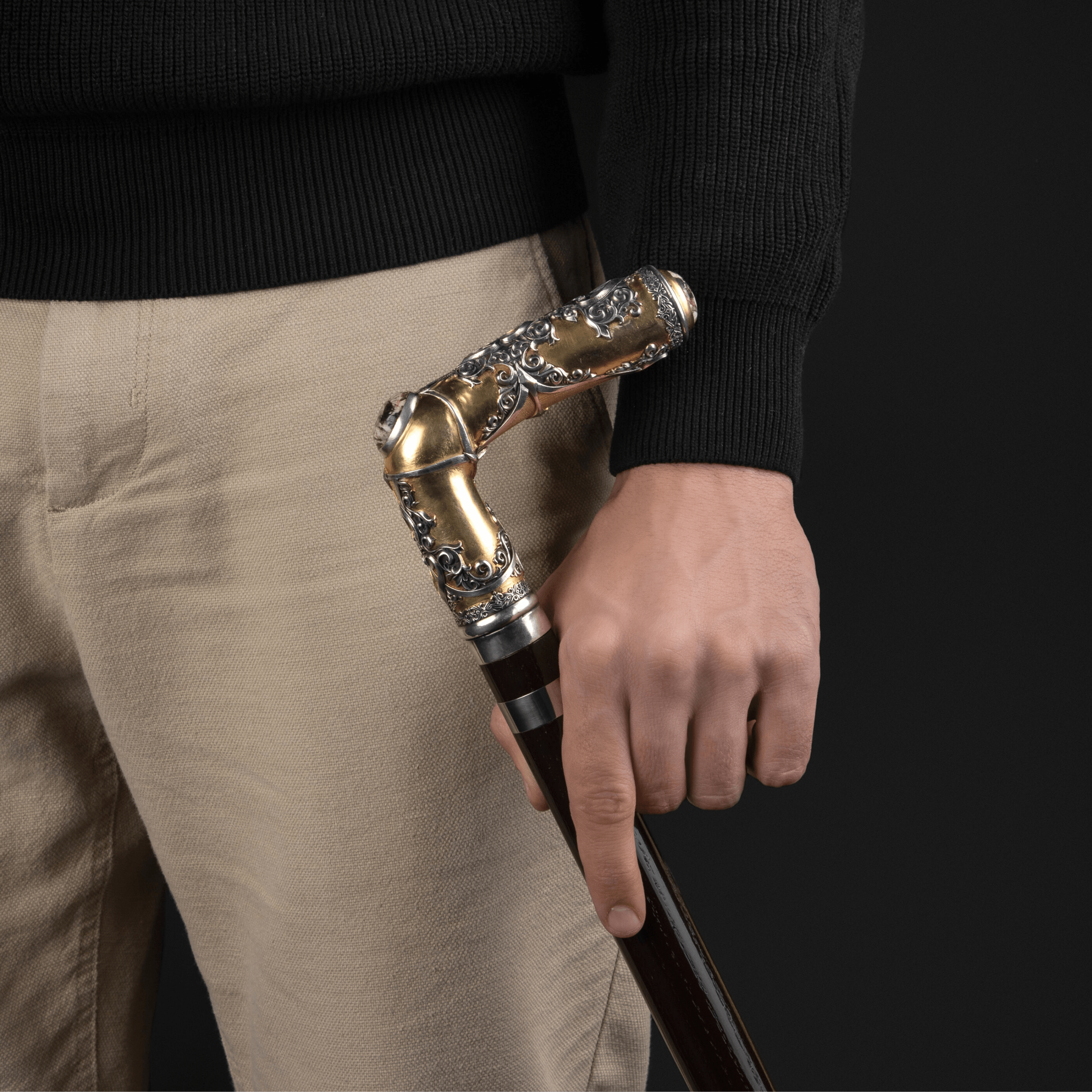 Antique ARTWalkingSticks fancy presentation walking cane with ornate handle and decorative design, showcasing vintage craftsmanship.