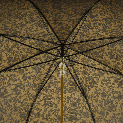 Automatic luxury umbrella featuring a golden dragon design by Pasotti, showcasing modern Italian craftsmanship for men.