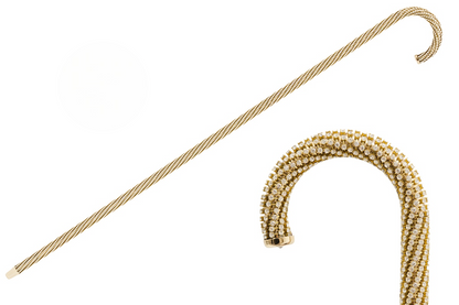 Luxury Walking Cane – Handmade Italian Wooden Stick with Swarovski Crystals & Brass Tip