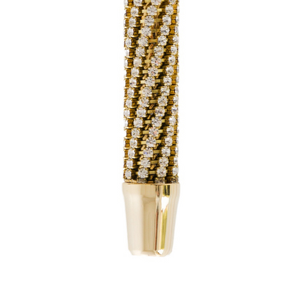 Luxury Walking Cane – Handmade Italian Wooden Stick with Swarovski Crystals & Brass Tip