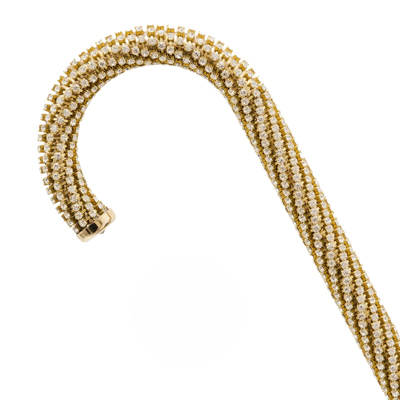 Luxury Walking Cane – Handmade Italian Wooden Stick with Swarovski Crystals & Brass Tip