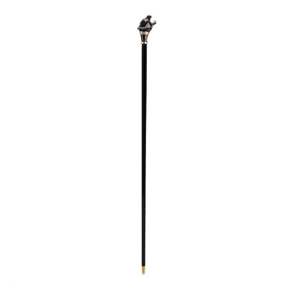 Luxury Walking Cane – Handmade Black Panther Cane with Brass Handle & Polished Wood Shaft