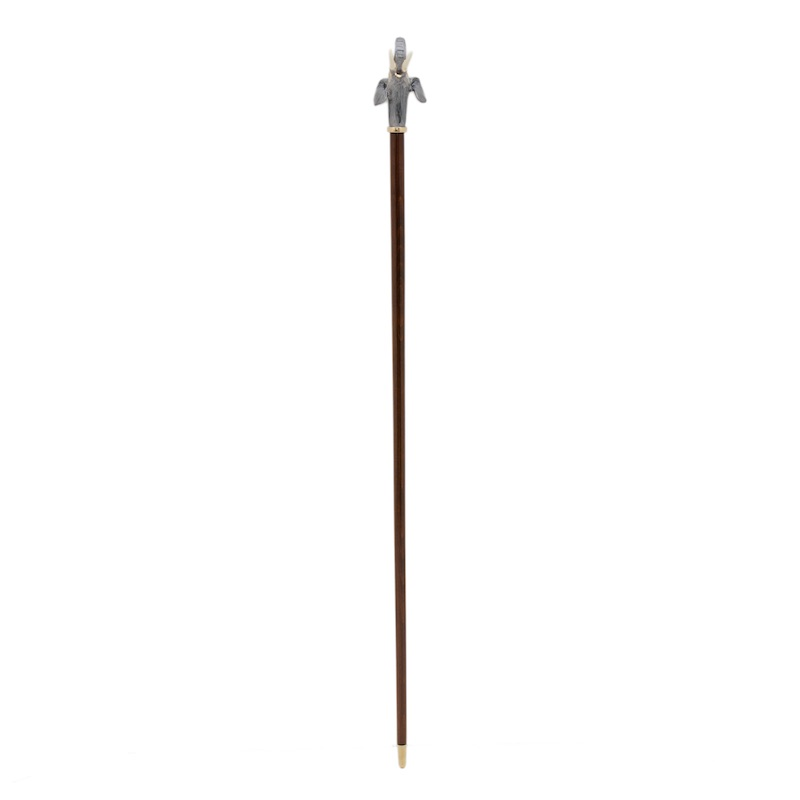 Luxury Walking Cane – Handmade Italian Wooden Cane with Enameled Brass Elephant Head Handle