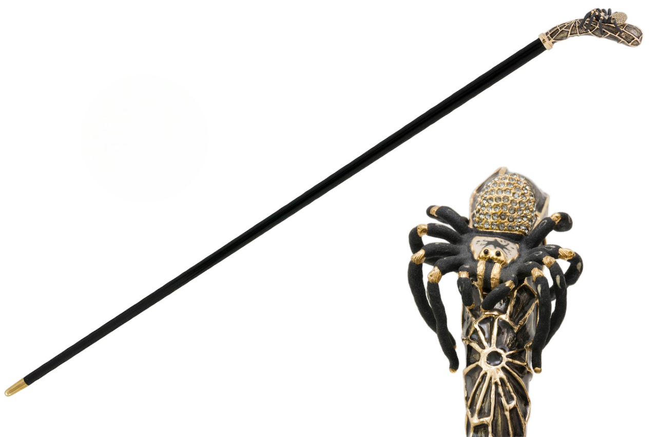 Luxury Walking Cane – Handmade Tarantula Handle with Swarovski Crystals, Italian Crafted