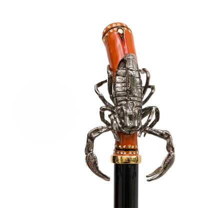 Luxury Walking Cane – Handmade Italian Scorpion Cane Handle | Durable Wood Shaft