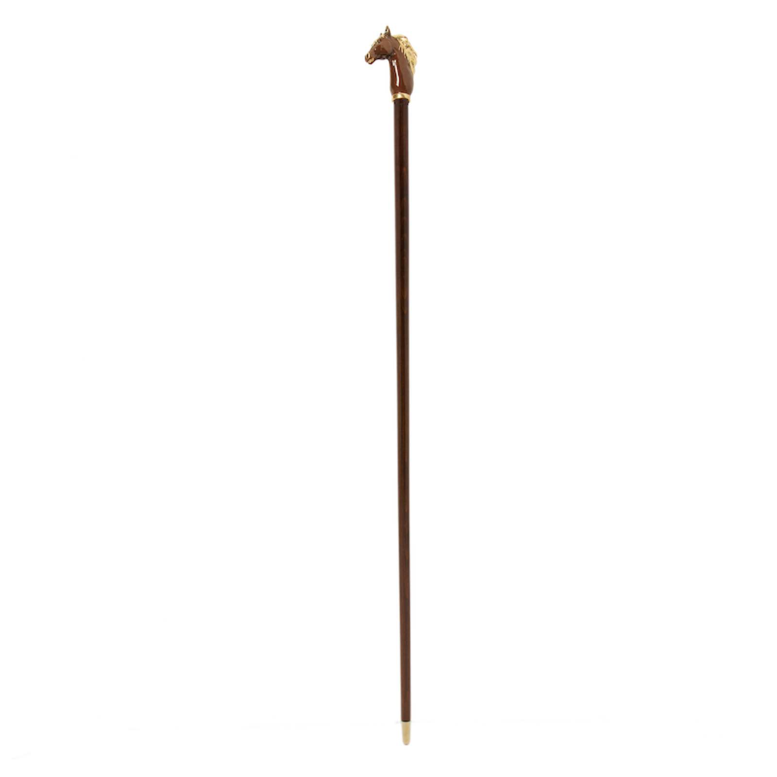 Luxury Walking Cane – Handmade Brown Horse Cane with Enameled Brass Handle