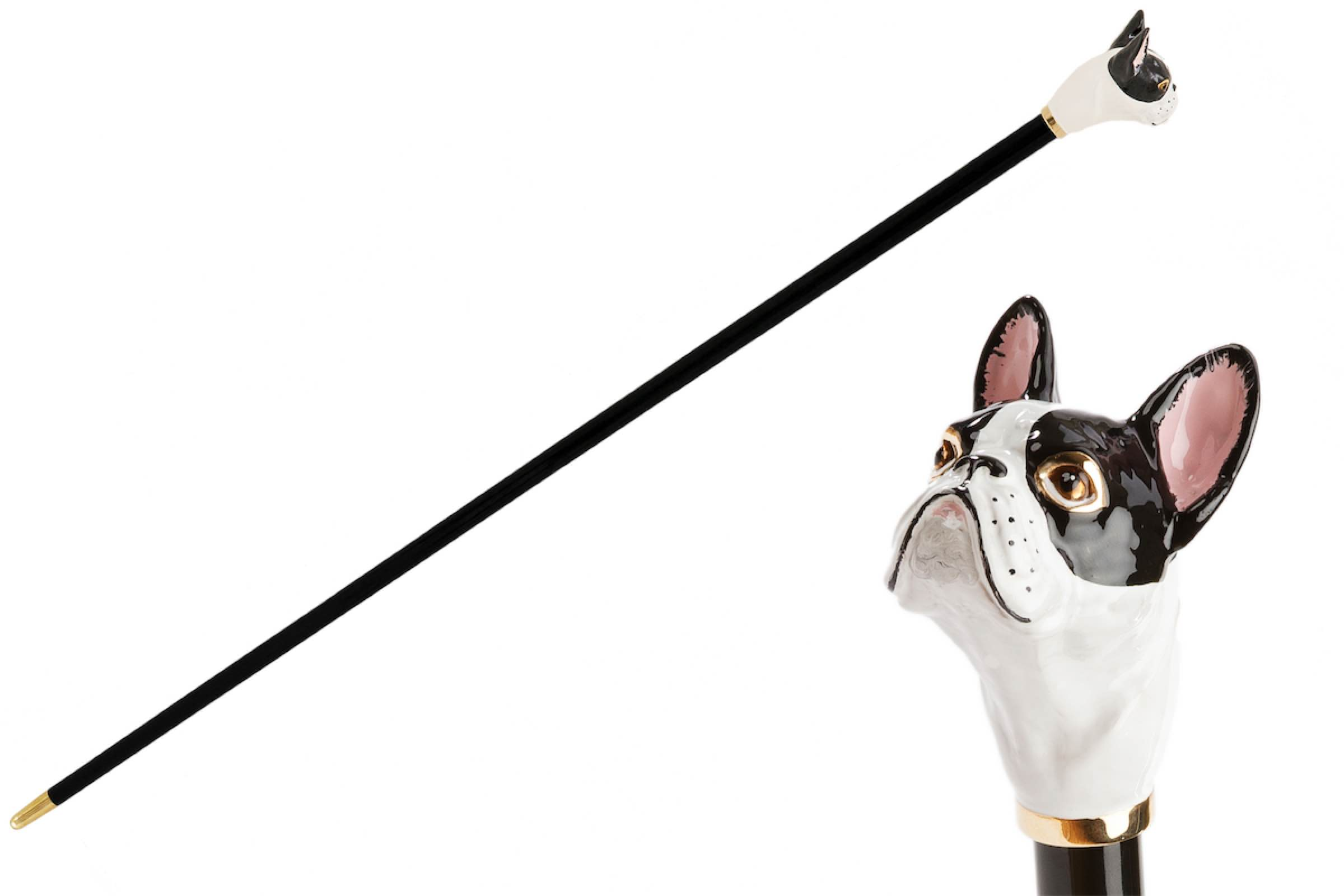 Luxury Walking Cane – Handmade French Bulldog Cane with Enameled Brass Handle