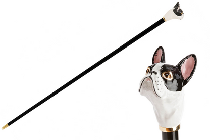 Luxury Walking Cane – Handmade French Bulldog Cane with Enameled Brass Handle