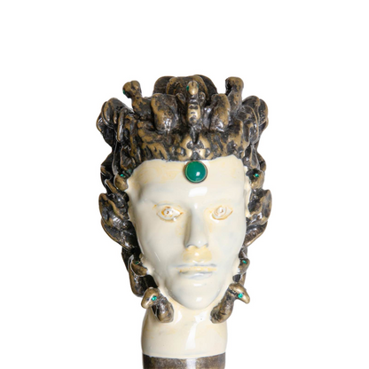 Luxury Walking Cane – Handmade Italian Medusa Panther Handle Wooden Stick