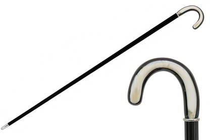 Luxury Walking Cane – Handmade Italian Designer Curved Horn Handle Stick