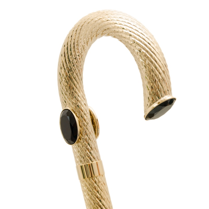 Precious Brass Walking Cane – Handmade Italian Luxury Stick with Jeweled Handle