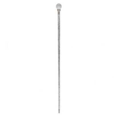 Luxury Walking Cane – Handmade Crystal Ball Handle with Silver Shaft, Brass Tip
