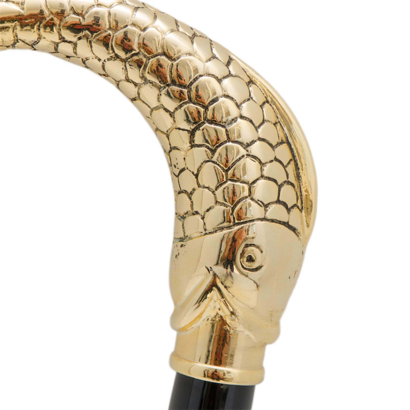 Golden Fish Walking Cane – Handmade Italian Designer Cane With Brass Tip