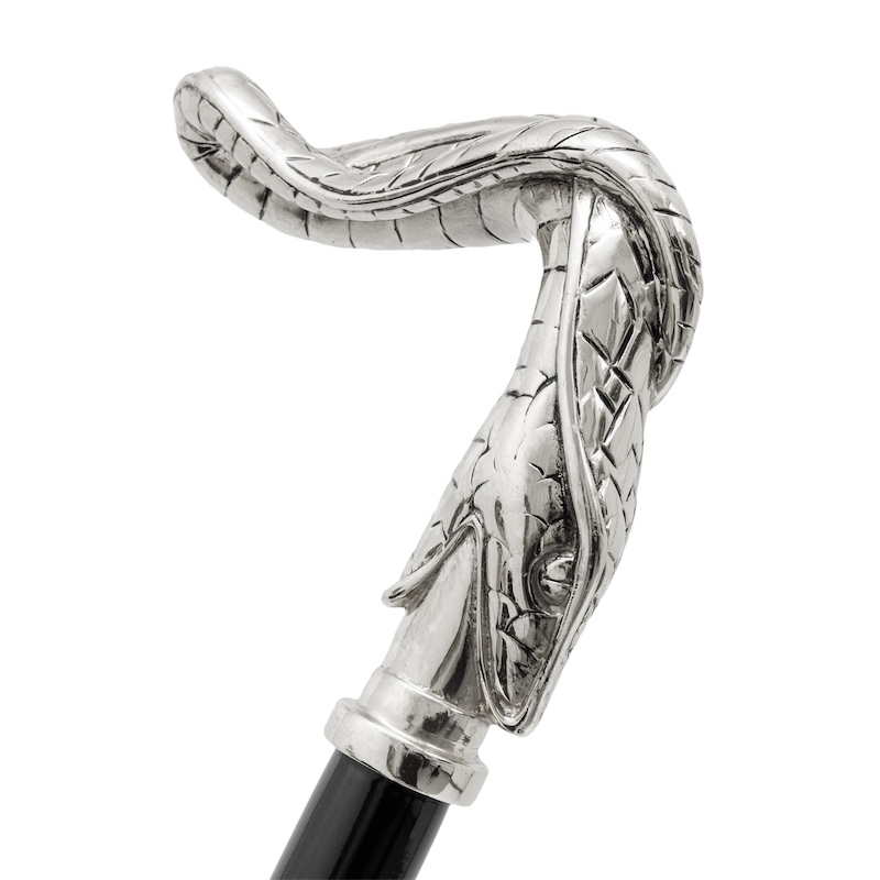 Luxury Snake Cane – Handmade Italian Walking Stick with Metal Snake Head Handle