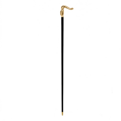 Golden Snake Cane – Luxury Handmade Walking Stick with Brass Tip & Wood Shaft
