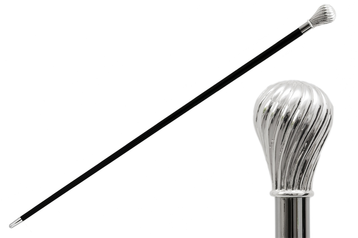 Silver Walking Cane – Handmade Classic Knob Cane With Polished Wood Shaft & Brass Tip