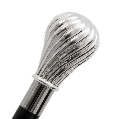 Silver Walking Cane – Handmade Classic Knob Cane With Polished Wood Shaft & Brass Tip