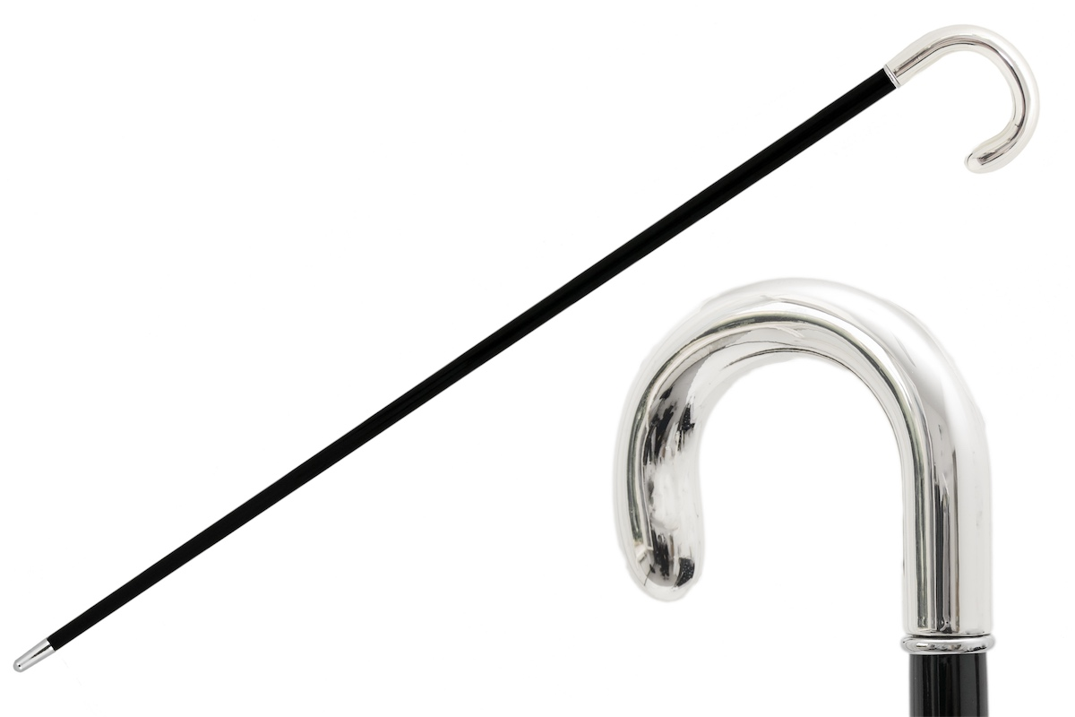 Silver Dandy Cane – Luxury Handmade Walking Stick With Polished Wood Shaft